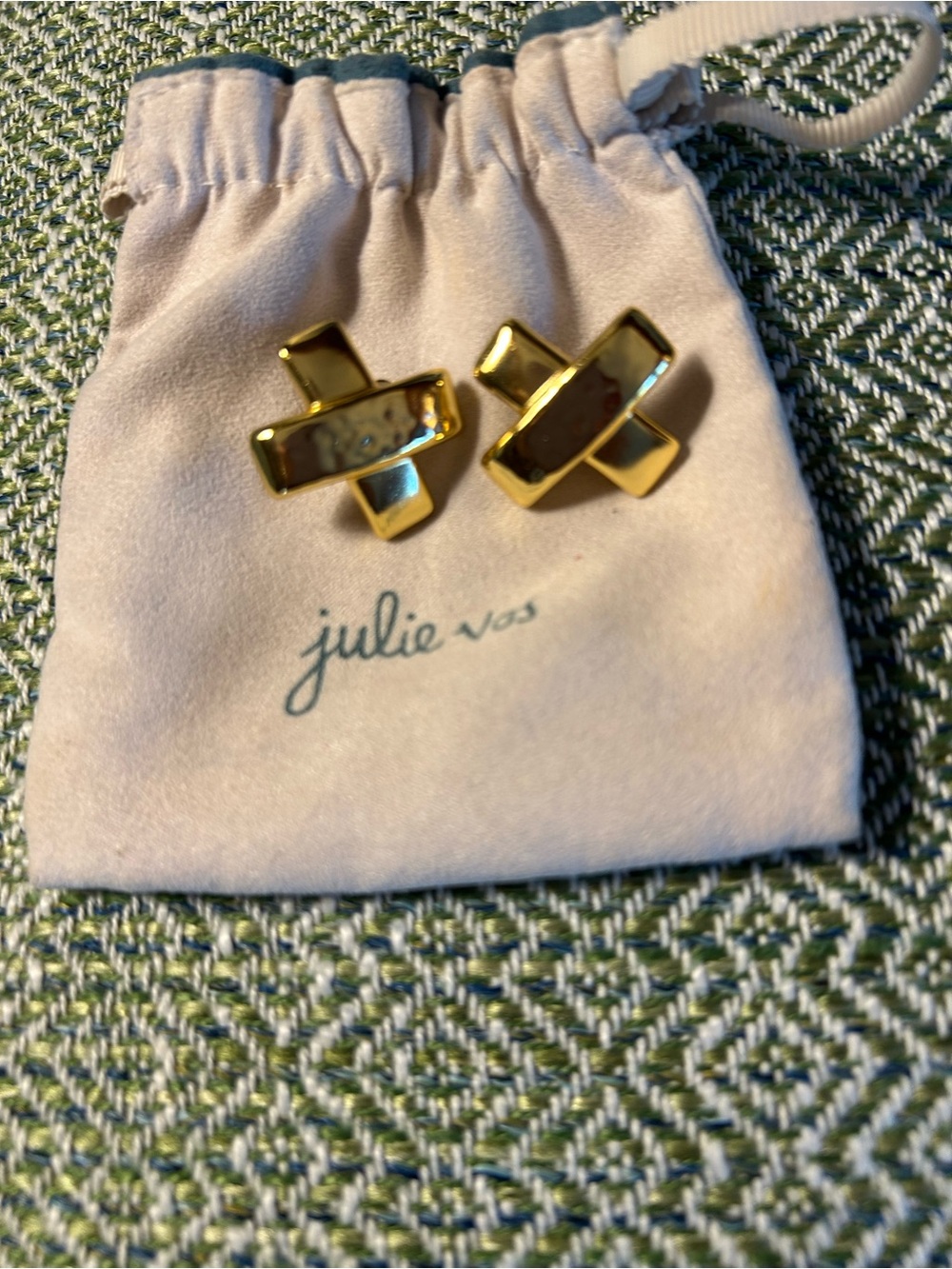 Julie Vos Gold Cross Stud Earrings